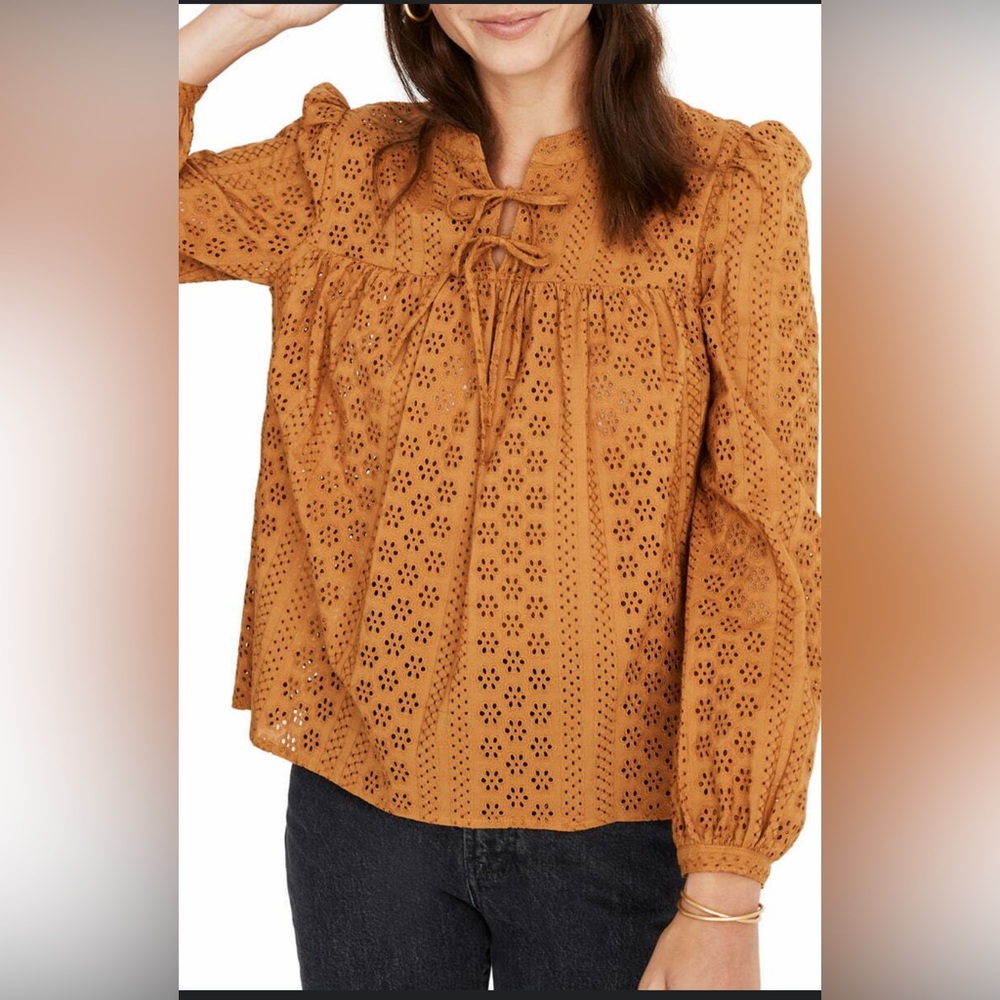 MADEWELL Eyelet Peasant Top